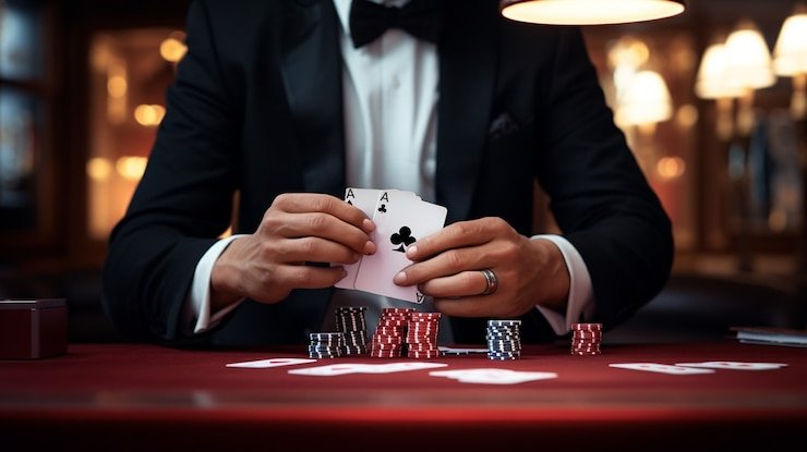 Ruang permainan kasino virtual dengan pilihan slot dan live casino
